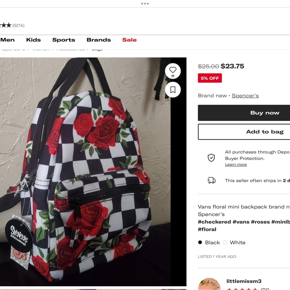 ‘Spencer’s’ Floral Roses/Checkerboard Mini Backpack NWT - Picture 9 of 9